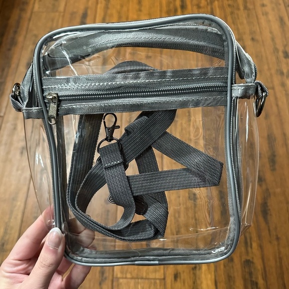 Clear Grey Trim Crossbody Bags - Picture 2 of 2